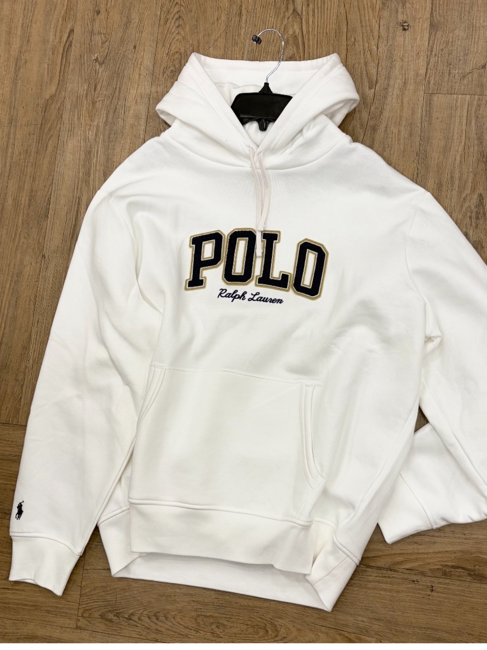 Polo by Ralph Lauren White Hoodie with Black & Gold Logo